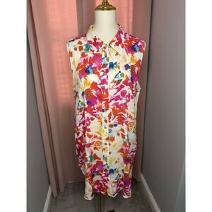 EUC Soft Surroundings Button Down Light Sleeveless Summer Dress/Long Tunic Sz L